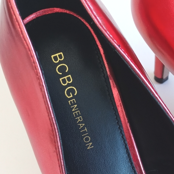 Gorgeous BCBGeneration Metallic Chrome Red 3" Heels 7.5 - Picture 4 of 12